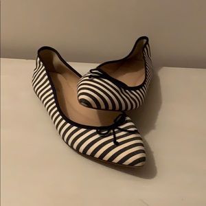 J Crew ballet flats blue and white stripe